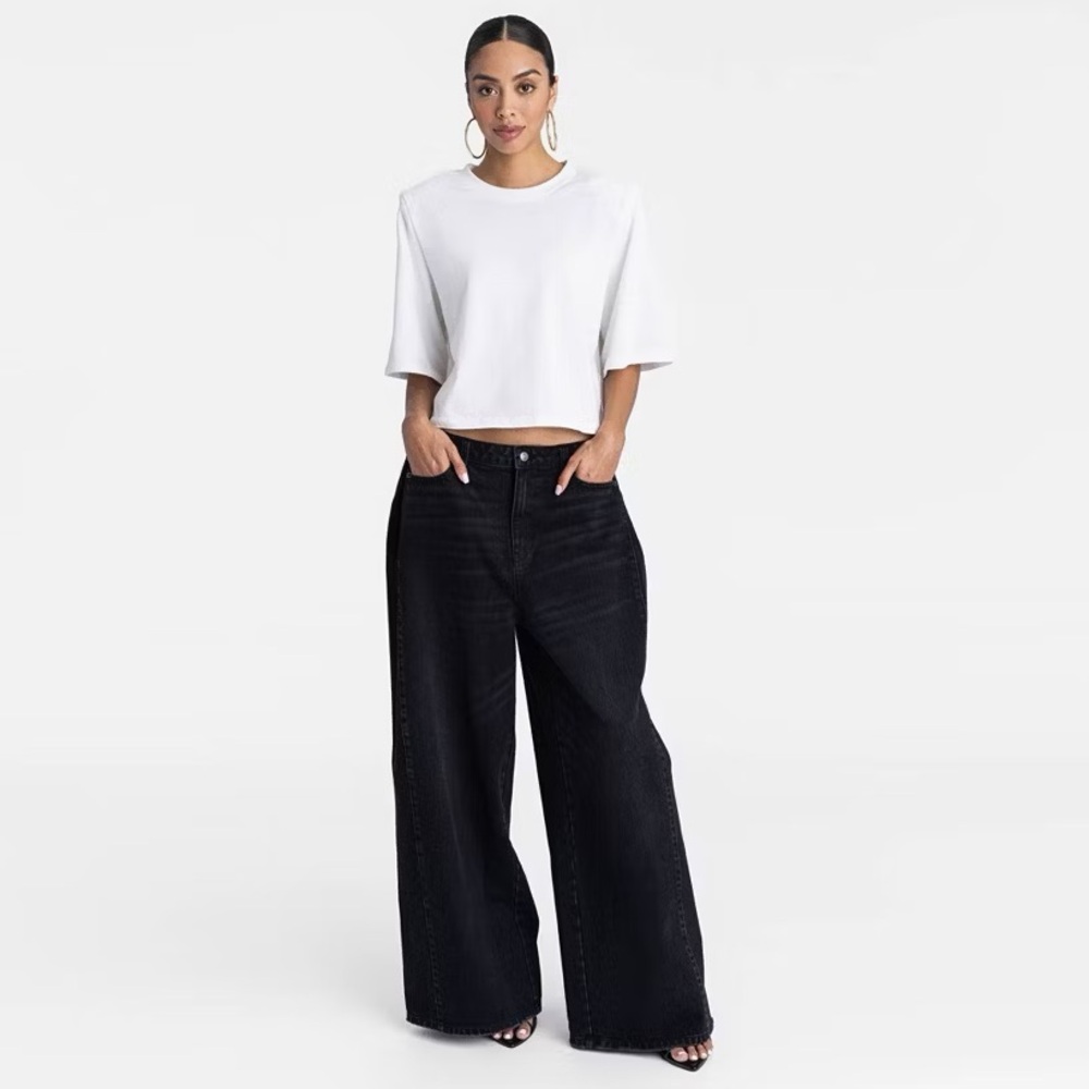 NWT KBB by Kahlana Black Low Rise Wide Leg Jeans